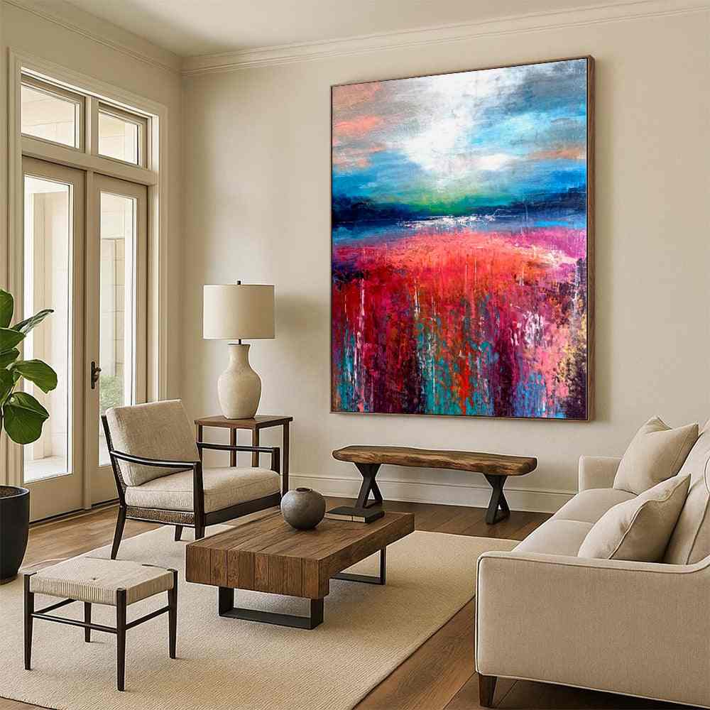 sunset field abstract acrylic design 6
